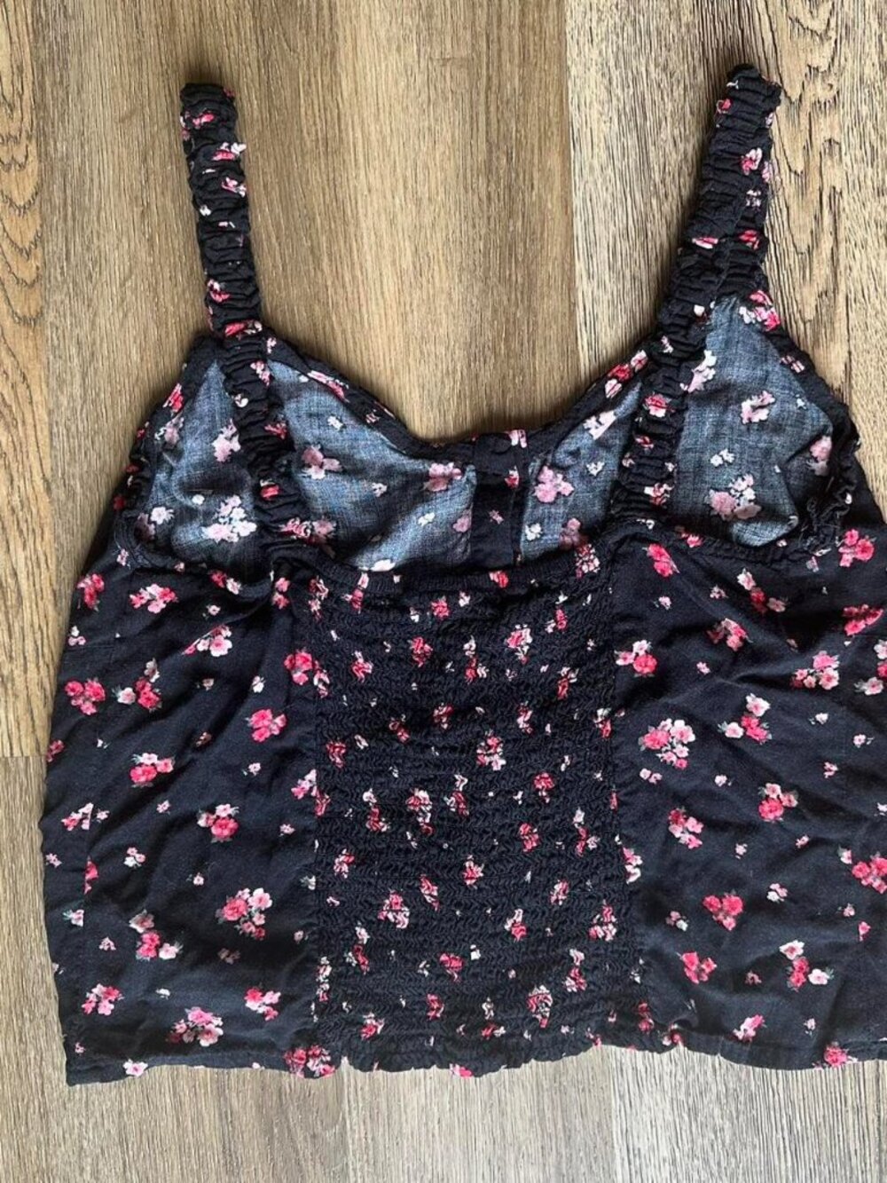 Active USA Floral Black and Pink Cute Button-Up Tank Top - Picture 2 of 5